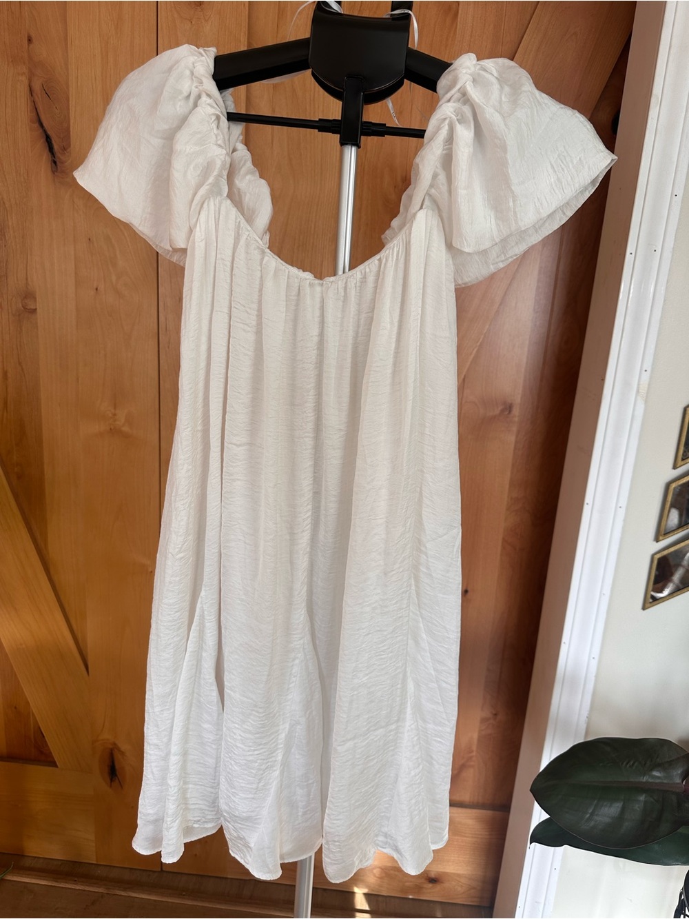 Lulus White Puff Sleeve Babydoll Mini Dress Cottagecore Size XS
